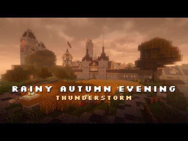 Rainy Autumn Evening in Minecraft 🍂 Thunderstorm & Piano Music