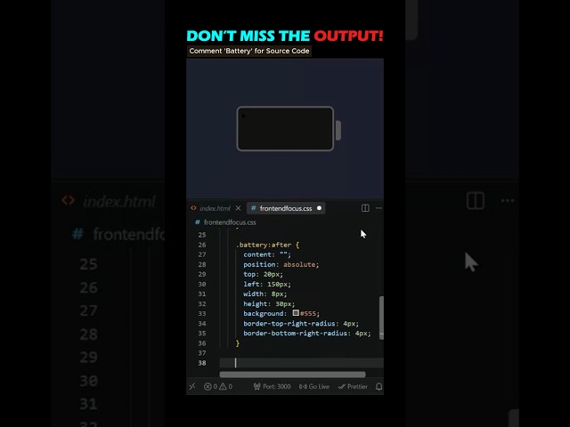 CSS Battery Charging Animation 🔋⚡ | HTML & CSS Animation #Shorts