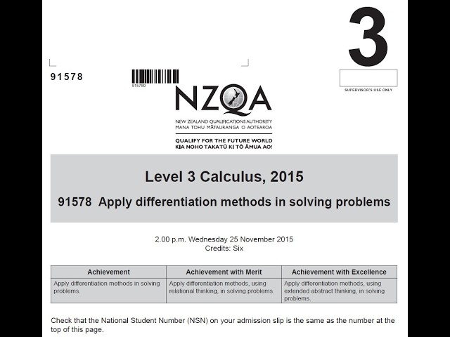NCEA Level 3 Calculus 91578 — 2015 Full Exam Walkthrough | Differentiation