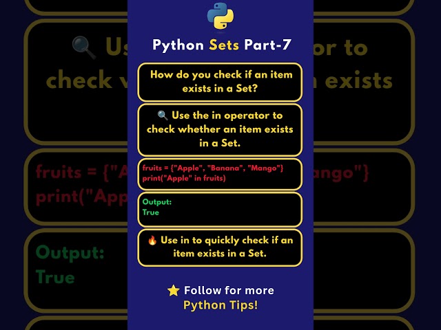 Python Sets in 10 Seconds! 🐍⚡ | #7
