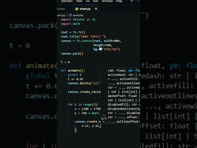 🐢🌊 Baby Turtles Journey Animation Using Python! 🐢✨ #Shorts #coding #python