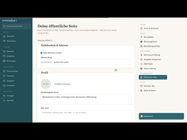 Monduri Tutorial 6: Termine und Online-Buchung