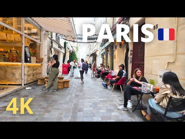 Paris, France - Walking tour in Le Marais, 4th arrondissement -  Paris 4K