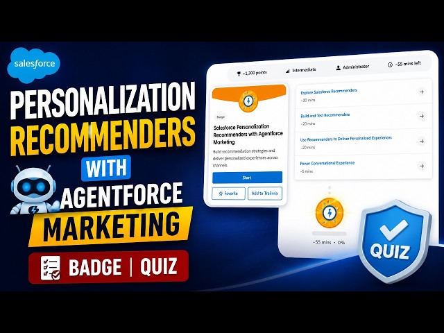 Salesforce Personalization Recommenders with Agentforce Marketing | Salesforce Badge | Quiz