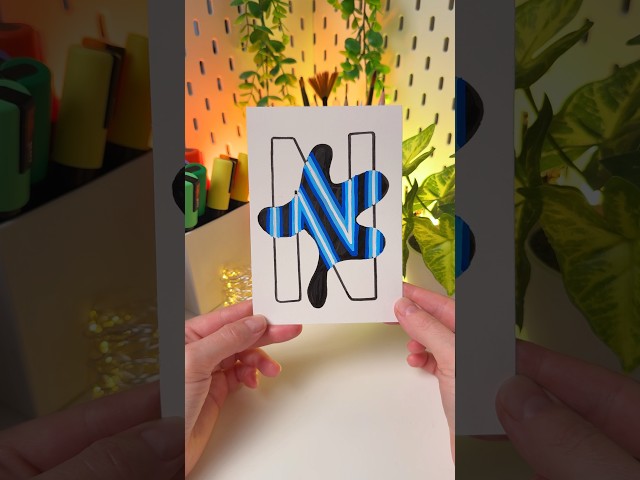 Neon Art Technique✨ Letter “N” #shorts #neonart #neon