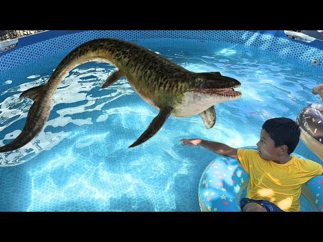 MOSASAUR In My Pool! DINOSAURS Ocean Reptiles Collection
