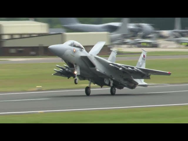Boeing F-15QA Ababi Qatar Emiri Air Force - full armed at Royal International Air Tattoo Show 2024