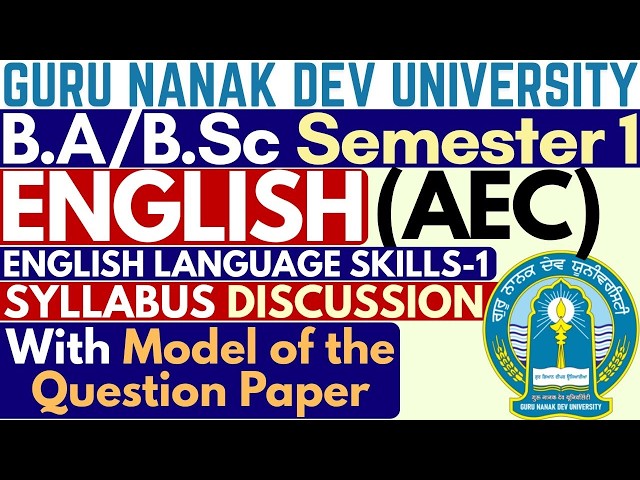 English Language Skills BA 1st Semester | BA Semester 1 AEC English | AEC English 1st Semester