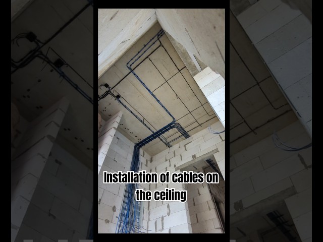 Installation of cables on the ceiling