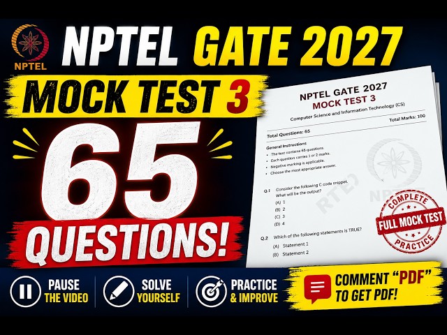 NPTEL GATE 2027 Mock Test 3 | All 65 Questions | Complete Mock Test Questions | GATE CS