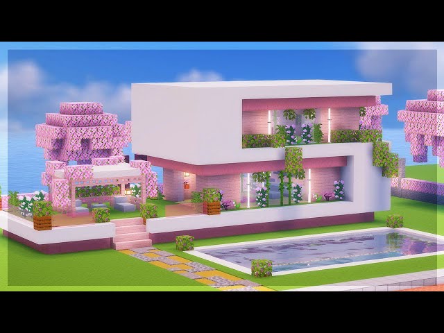 How to Build a Cherry Blossom Modern House | Minecraft Tutorial Pink House 🌸 (#66)