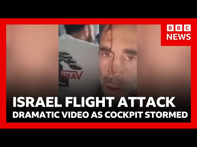 Israel flight attack: dramatic video of passengers tackling pilot “trying to crash plane” | BBC News
