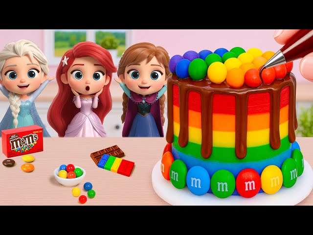 Miniature Rainbow Cake Recipe 🌈 Cute Tiny Rainbow M&M Cake Tutorial 💖 Yummy Teeny