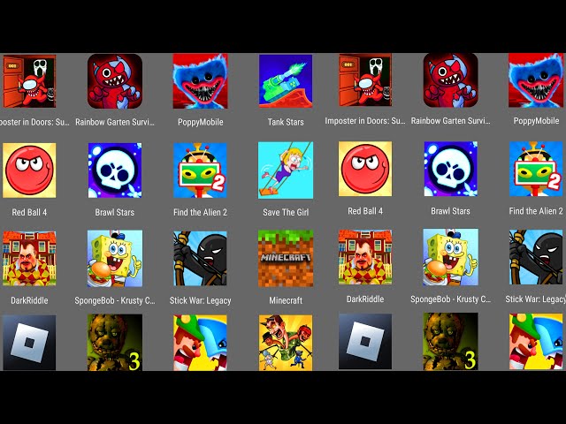 FindTheAlien 2,SaveTheGirl,ImposterInDoors,PoppyMoblie,ToiletSpace,BrawlStars,DarkRiddle,TankStars..