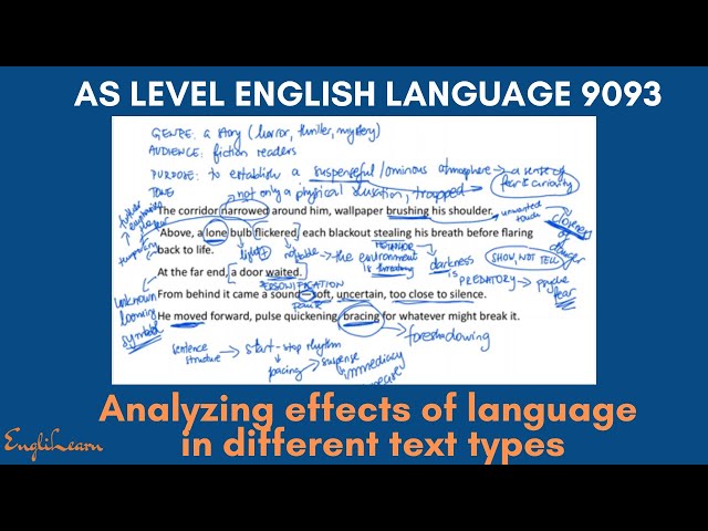 Text analysis - analyzing effects of language devices / AS Level English Language 9093 Paper 1