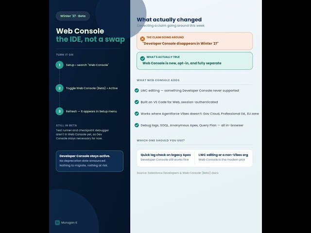Web Console (Beta) Explained — It's Not Replacing Developer Console #salesforce #winter27 #coding
