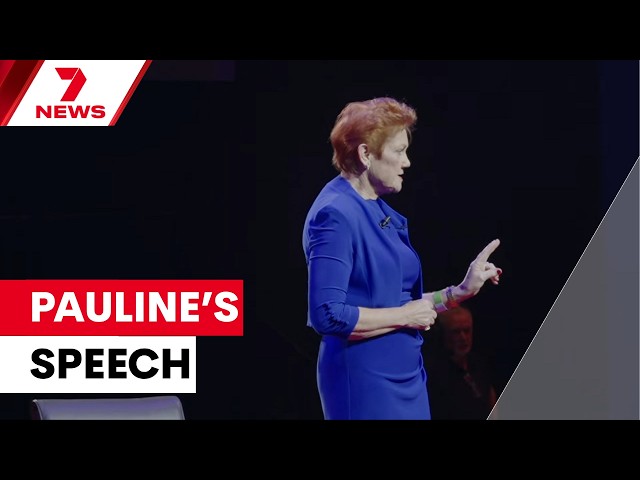 Pauline Hanson under fire after taking aim at Australia during speech at CPAC in London | 7NEWS