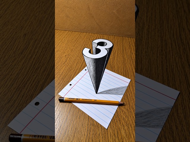Amazing 3D Number (3) Real Illusion On Paper 😲 #3dart #3ddrawing #drawingtutorial #paperart #easy3d