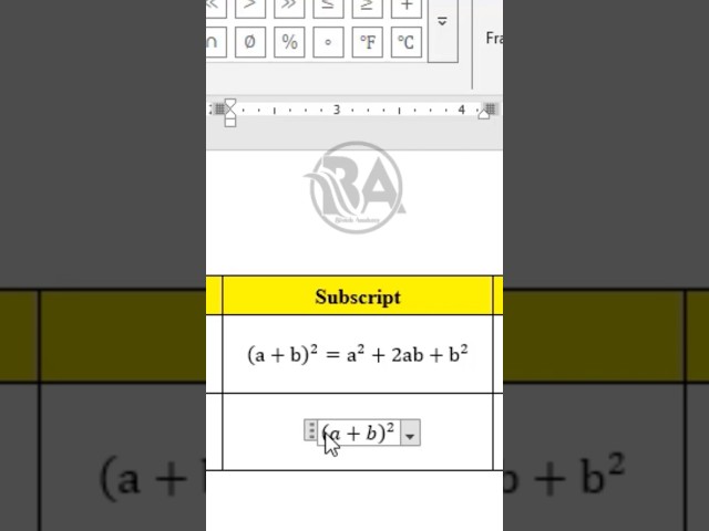 MS Word - Insert a Subscript