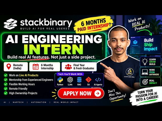 🚨 STACKBINARY HIRING 2026 🔥 AI Engineering Intern | ₹35K/Month + 10% Project Value | APPLY NOW!