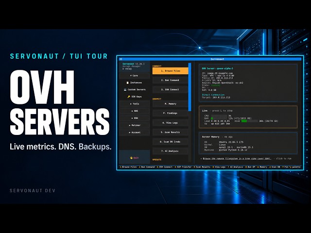 OVH Cloud, DNS, Storage and Backups | Servonaut TUI Tour
