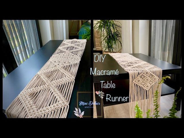 DIY Macramé Diamond Pattern Table Runner