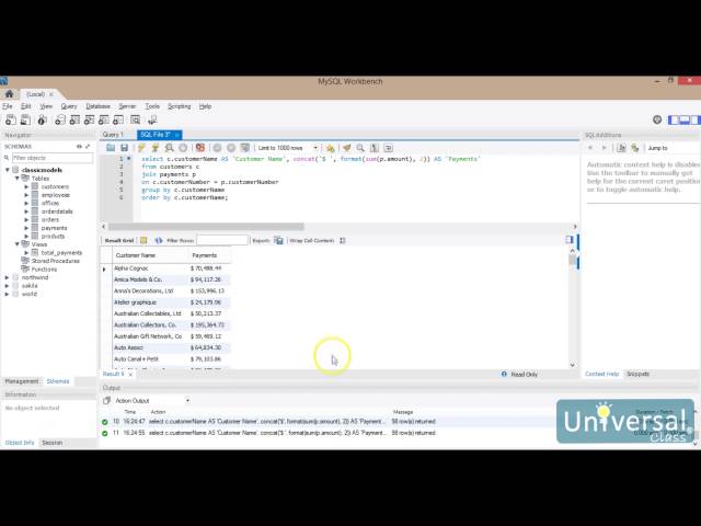 Lesson 7: Advanced MySQL Concepts - UniversalClass MySQL Course