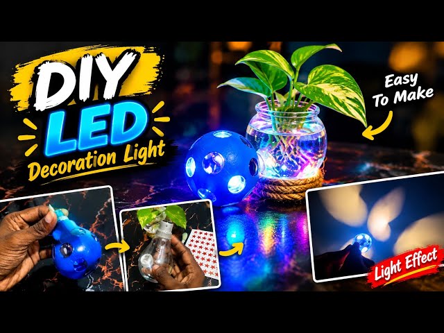 DIY Romantic Night Light From Old Bulb | Heart Light Effect💡