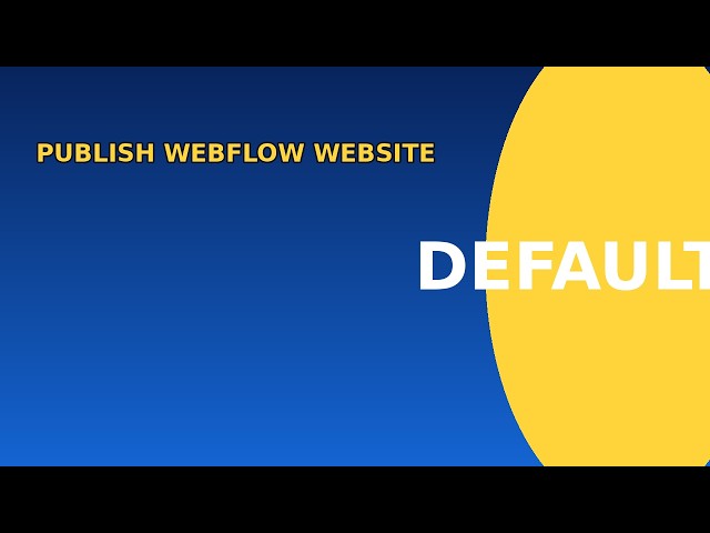 How to publish a webflow website