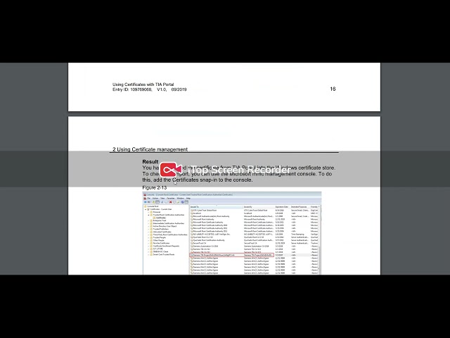 Certificato v17 tra HMI e PLC