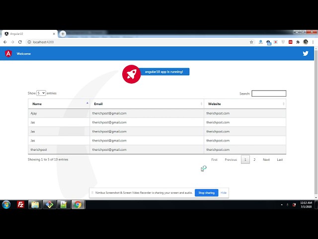 Angular 10 Datatables