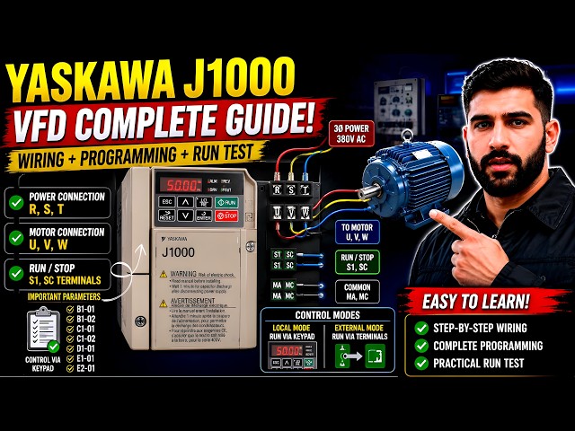 Yaskawa J1000 VFD Complete Wiring & Programming Guide | Motor Speed Control Tutorial@MianElectric