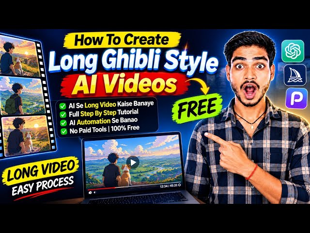 How To Create Long Ghibli Style AI Videos FREE🔥| Ai se long video kaise banaye free | Ai automation