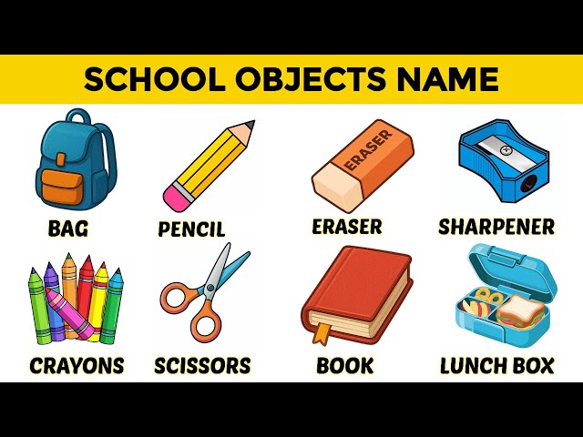School Objects Name  | School Supplies Vocabulary | School vocabulary | Educational video for kids