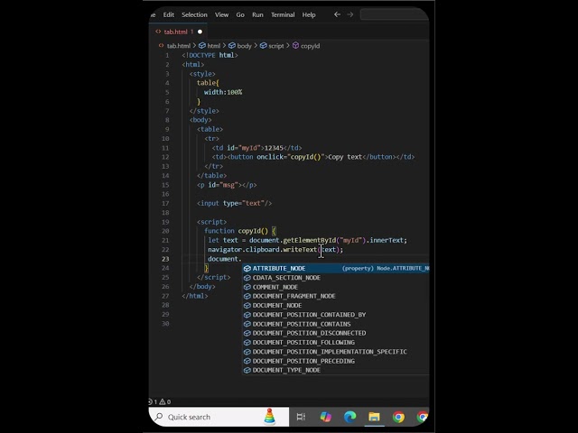 Copy text with One Click using JavaScript