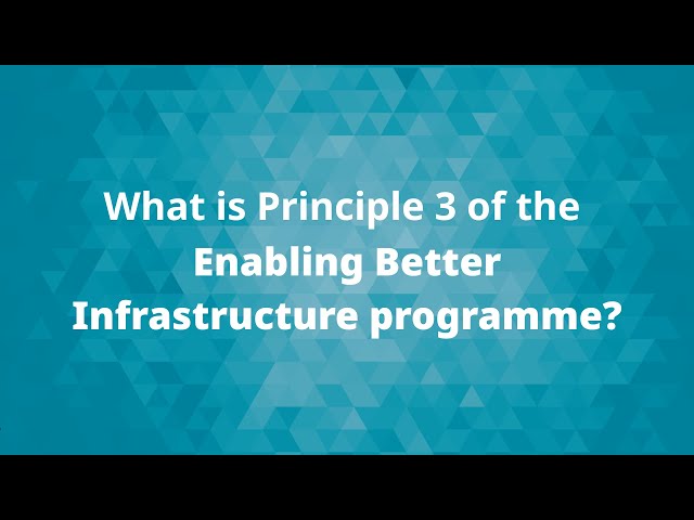 What is principle 3 of the Enabling Better Infrastructure programme? | ICE