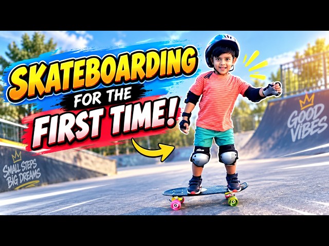 3 Years Old. First Skateboard. 🛹 | First Time Skateboarding!