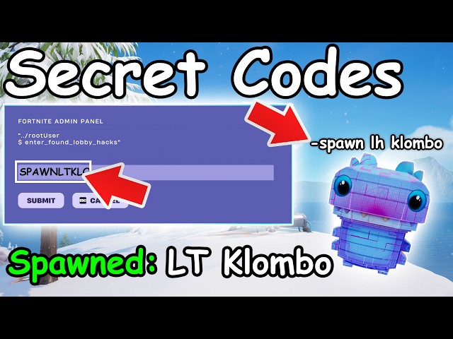 SPAWN LOOT HACKER KLOMBO SPRITE ADMIN CODES in FORTNITE SEASON 4 SPRITE CODES! (New Secret Codes)
