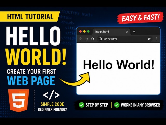 🏆 HTML Hello World Tutorial for Beginners | Create Your First Web Page in kinyarwanda : Ntucikwe