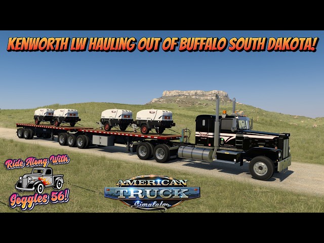 ATS | Kenworth LW Pulling B Double Flat Deck in South Dakota!