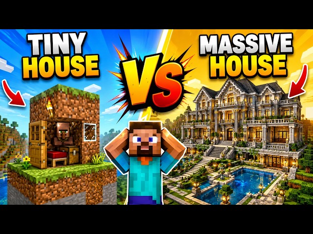 Minecraft Villager Builds a TINY HOUSE vs GIANT MANSION! 🤯