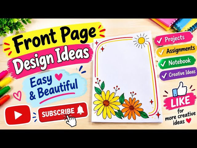 Front Page Design Ideas | Easy & Beautiful Designs for Projects, Assignments & Notebooks| Tutorial 