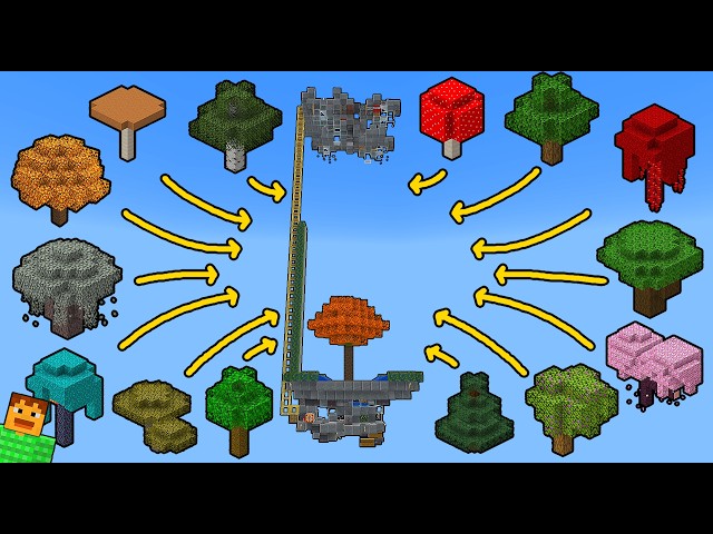 BEST Automatic Tree Farm! (15 trees and fungus using 1 simple redstone machine) Easy AFK Wood UTF