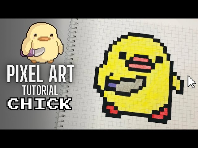 Pixel Art Tutorial: Cute Duck Holding a Knife Step by Step