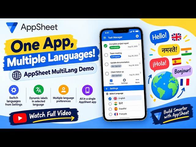 Build a Multi-Language AppSheet App 🌐 | Complete AppSheet Multi-Language Tutorial By TechReloaded X