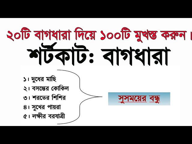 Bagdhara বাগধারা শর্টকাট বাগধারা মুখস্থ করার কৌশল FWV Brta BCS Bank Job Update My Classroom