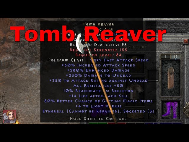 D2R Unique Items - Tomb Reaver (Cryptic Axe)