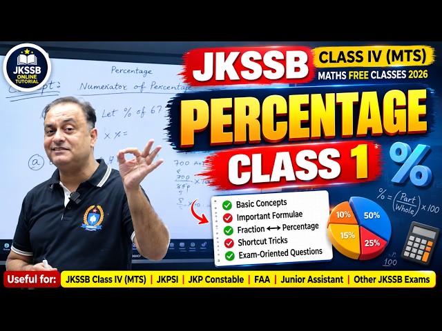 Percentage Class 1 🔥 | JKSSB Class IV (MTS) Maths FREE Classes 2026