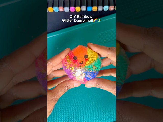 DIY Glitter Rainbow Dumpling Squishy | viral squishy tutorial #diy #squishy #craft