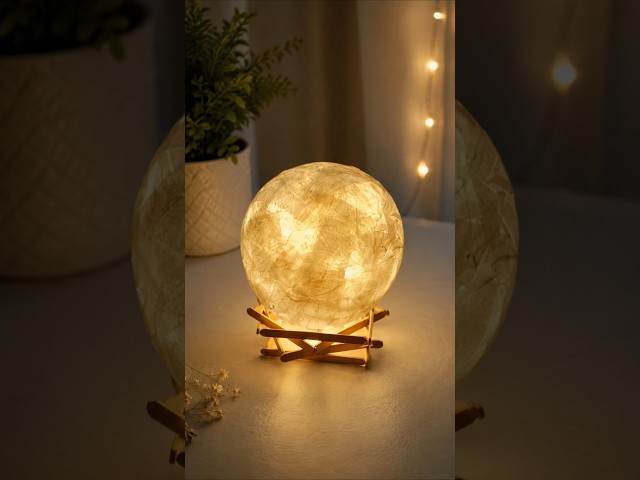 I Made a Moon Lamp Using Tissue Paper 🌙 | DIY Moon Lamp Room Decor #shorts #moonlamp #halloween #diy